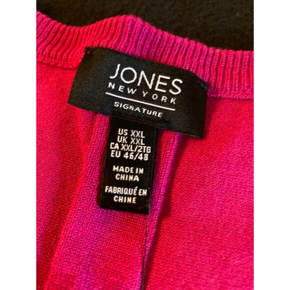 Jones New York Signature Womens Size XXLarge Fuchsia Cardigan Sweater - Picture 3 of 11